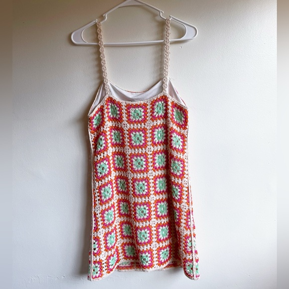 Zara Foral Crochet Mini Dress Boho Cottagecore 60s inspired Retro Bohemian - Picture 7 of 10